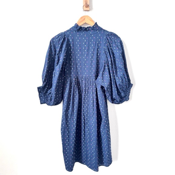 Never A Wallflower Navy Swiss Dot High Neck Dress small NWT - Picture 6 of 7